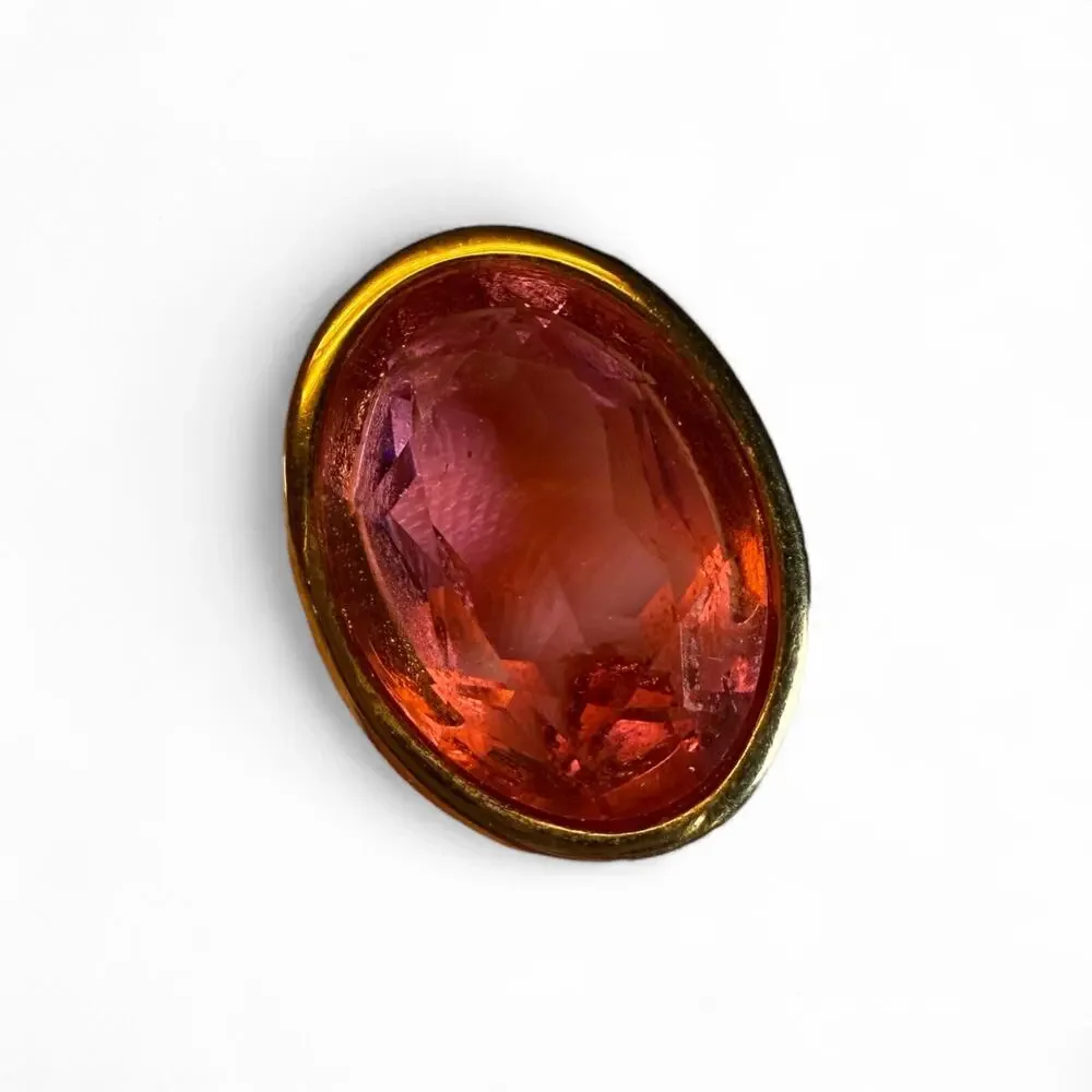 Vintage Givenchy Gold-Tone Carnelian Oval Dangle Earring Pendant